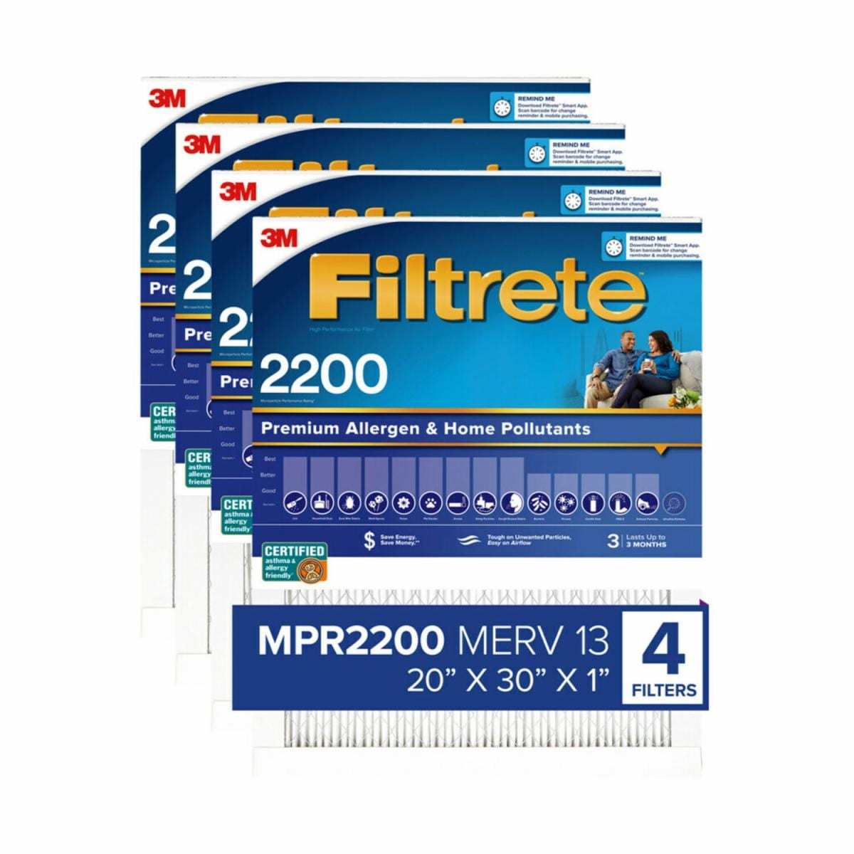 Filtrete Premium Allergen & Home Pollutants Air Filter 2200 MPR EA22-4