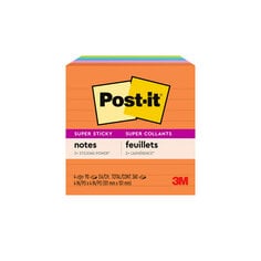 Post-it® Super Sticky Notes, 4 in x 4 in, Energy Boost Collection, Lined, 6 Pads/Pack