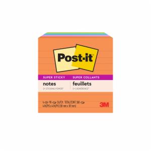 Post-it Super Sticky Notes 675-4SSUC, Energy Boost, Lined, 4 in x 4 in, 4 Pads/Pk, 100% PEFC, SGSCH-PEFC-COC-110078image