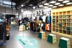 Big Air Floor Controltac™ print film 40C and Scotchcal™ Luster overlaminate 8509. This asset is Getty ID 518734845. This is licensed from Getty Images. Unlimited seats were licensed there is no charge to use this image. Please download and use as needed, but include Celum ID in Release Comments for new literature loaded to Celum that utilizes this asset. Title: brand new interior of cloth store.