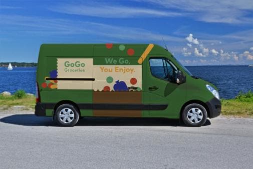 GoGo Grocery van with 3M™ Print Wrap Film IJ175Cv3 and 3M™ Gloss Wrap Overlaminate 8418G