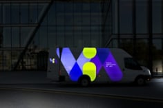 Visio reflective van with Scotchlite Reflective Graphic Film IJ5100R and 3M™  Scotchcal™ Gloss Overlaminate 3660M. This asset is Getty ID 171352437. This is licensed from Getty Images. Unlimited seats were licensed there is no charge to use this image. Please download and use as needed, but include Celum ID in Release Comments for new literature loaded to Celum that utilizes this asset. Title: Van Delivery.