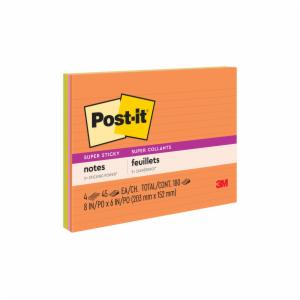 Post-it Super Sticky Notes 6845-SSPL, Energy Boost collection, 8 in x 6 in (203 mm x 152 mm), 100% PEFC, SGSCH-PEFC-COC-110078image