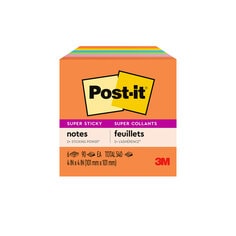 Post-it® Super Sticky Notes BJ-675-6SSUC, 4 in x 4 in (101 mm x 101 mm)