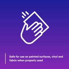 Safe for use on painted surfaces, vinyl and fabric when properly used