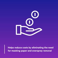 Helps reduce costs by eliminating the need for masking paper and overspray removal