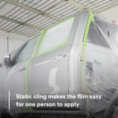 Static cling makes the film easy for one person to apply