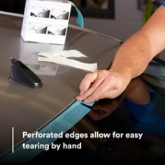 Perforated edges allow for easy tearing by hand
