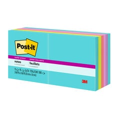 Post-it® Super Sticky Notes, 3 in. x 3 in., Supernova Neons, 12 Pads/Pack, 90 Sheets/Pad