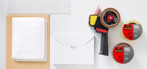 Pistol Grip Dispenser + Scotch® General Purpose Tape, Low Noise, Brown, 50 Mm X 66 M, 1 Dispenser + 2 Rolls/Pack | Slovenija