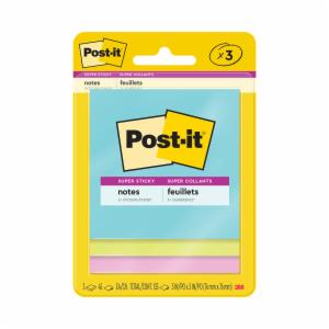 Post-it Super Sticky Notes 3321-SSMIA, 3 in x 3 in (76 mm x 76 mm), Supernova Neons Collection, 100% PEFC, SGSCH-PEFC-COC-110078image