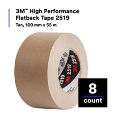 3M™ High Performance Flatback Tape 2519 Tan, 100 mm x 55 m 8 count