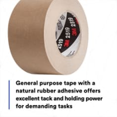 General purpose tape with a natural rubber adhesive offers excellent tack and holding power for demanding tasks