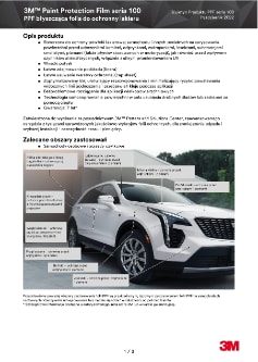 Biuletyn Produktu 3M™ Paint Protection Film Seria 100 Błyszcząca