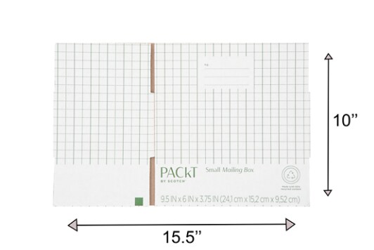 Packt by Scotch™ Small Mailing Box, 9.5 in x 3.75 in x 6 in