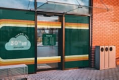 Retail window and door for Big Air with 3M™ Scotchcal™ Perforated Window Graphic Film 8170-P40 and 3M™ Scotchcal™ Optically Clear Overlaminate 8914