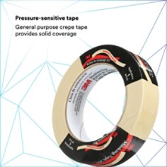 PRESSURE-SENSITIVE TAPE: General purpose crepe tape provides solid coverage