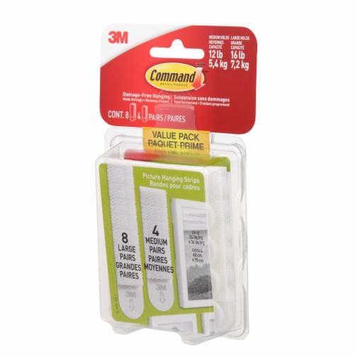 Command™ Picture Hanging Strips 17209-EF, White, Medium/Large, 24 Strips  Per Pack