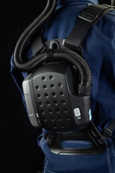 This photo shows Backpacker on a person with Adflo™  attached