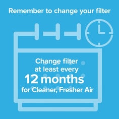 Remember to change your filter Change filter at least every 12 months for Cleaner, Fresher Air