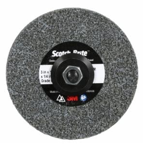 Scotch-Brite Deburr & Finish PRO Unitized Wheel, DP-UW, 6C Medium+, 3 in x 1/4 in x 1/4 in, 40 ea/Caseimage