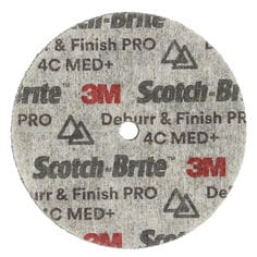 A Scotch-Brite Deburr and Finish PRO Unitized Wheel, 3 in x 1/4 in x 1/4in 4C MED+