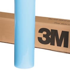 A roll of 3M Wrap Film 2080-HG77 High Gloss Sky Blue