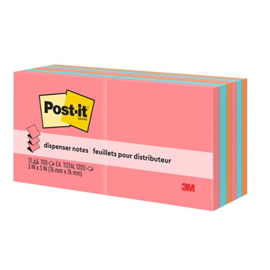 Post-it® Dispenser Pop-up Notes, 3 in x 3 in, Poptimistic Collection, 12 Pads/Pack, 100 Sheets/Pad