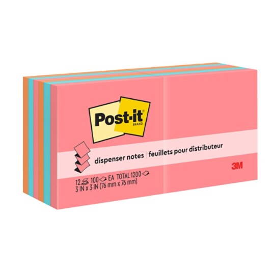Post-it® Dispenser Pop-up Notes, 3 in x 3 in, Poptimistic Collection, 12 Pads/Pack, 100 Sheets/Pad