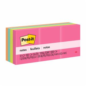Post-it Notes 653AN, Poptimistic Colors, 38 mm x 51 mm, 12×100 Sheets/Pack, 36 Packs/Case, 100% PEFC, SGSCH-PEFC-COC-110078image