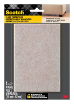Packaging image for Scotch(TM) Brand Floor Protectors. 4 in a pack.