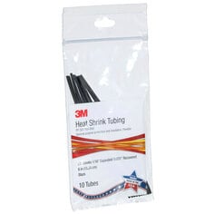 3M Heat Shrink Thin-Wall Tubing FP-301-1/16-6"-Black-10-10 Pc Pks, 6 in Length pieces