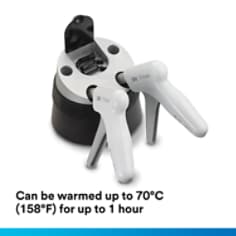 Can be warmed up to 70C/158F for up to 1 hour