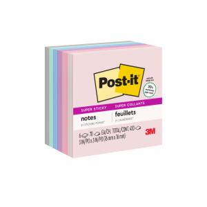 Post-it Super Sticky Recycled Notes 654-6SSNRP, 3 in x 3 in (76 mm x 76 mm), Wanderlust Pastels Collectionimage