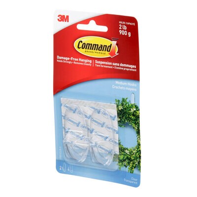 A pack of Command Hooks 17091CLR-C, Clear, Medium