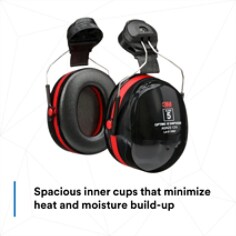 3M™ PELTOR™ Optime™ III Helmet Attach Earmuff H540P3GS/E, Black and Red, Utility-Design