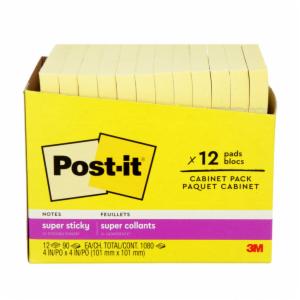 Post-it Super Sticky Notes 675-12SSCP, Canary, Lined, 4 in x 4 in, 12 Pads in Cabinet Pack, 100% PEFC, SGSCH-PEFC-COC-110078image