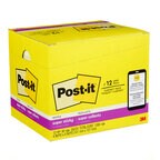 Post-it Super Sticky Notes 675-12SSCP 4 in x 4 in Canary, Lined, 12 Pads in Cabinet Pack