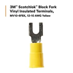 3M™ Scotchlok™ Block Fork Vinyl Insulated Yellow Terminals, MV10-6FBX, 12-10 AWG Yellow