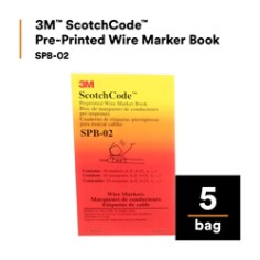 3M™ ScotchCode™ Pre-Printed Wire Marker Book SPB-02, 5/Bag