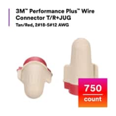 3M™ Performance Plus™ Wire Connector T/R+JUG, Tan/Red, 2#18-5#12 AWG, 750/Jug