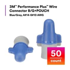 3M™ Performance Plus™ Wire Connector B/G+POUCH, Blue/Gray, 4#14-6#10 AWG, 50/Pouch