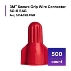 3M™ Secure Grip Wire Connector SG-R BAG, Red, 3#14-2#8 AWG, 500/Bag