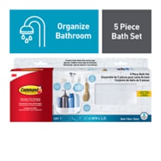 Command 5 Piece Bath Set in Packaging. Organize Bathroom. 5 Piece Bath Set.