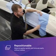 REPOSITIONABLE: Material applies quickly and removes easily without residue