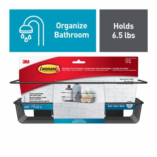 1 Command Matte Black Caddy in packaging. Organize bathroom. Holds 6.5 lbs.
