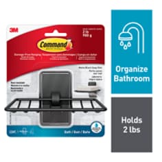 One Command Matte Black Soap Dish in package. Organize bathroom. Holds 2lbs.