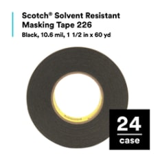 Scotch® Solvent Resistant Masking Tape 226, Black, 10.6 mil,
1/2 in x 60 yd, 72/Case