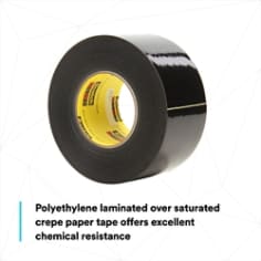 Polyethylene laminated over saturated crepe paper tape offers excellent chemical resistance