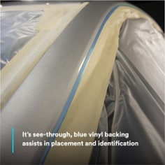 It’s see-through, blue vinyl backing assists placement and identification